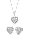 Marsala 2-piece Diamond Earring And Pendant Necklace Set (1/4 Ct. T.w.) In Sterling Silver In Metallic