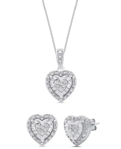 Marsala 2-piece Diamond Earring And Pendant Necklace Set (1/4 Ct. T.w.) In Sterling Silver In Metallic