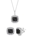 Marsala 2-piece Diamond Earrings And Pendant Necklace Set (1/4 Ct. T.w.) In Sterling Silver In Metallic