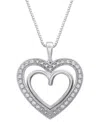 Marsala Diamond Double Heart Halo 18" Pendant Necklace (1/4 Ct. T.w.) In Sterling Silver In Sterling Silver
