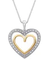 Marsala Diamond Double Heart Halo 18" Pendant Necklace (1/4 Ct. T.w.) In Sterling Silver & 14k Gold-plate In Sterling Silver  Gold-plate