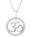 Marsala Diamond Om Openwork Halo 18" Pendant Necklace (1/4 Ct. T.w.) In Sterling Silver In Sterling Silver