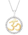 Marsala Diamond Om Openwork Halo 18" Pendant Necklace (1/4 Ct. T.w.) In Sterling Silver & 14k Gold-plate In Sterling Silver  Gold-plate