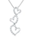 Marsala Diamond Triple Heart 18" Pendant Necklace (1/4 Ct. T.w.) In Sterling Silver In Sterling Silver