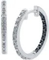 Marsala White Diamond (1/6 Ct. T.w.) & Black Diamond (1/10 Ct. T.w.) In & Out Small Hoop Earrings In Sterlin In Sterling Silver
