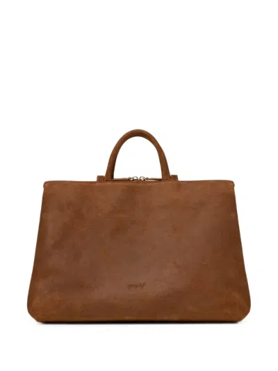 Marsèll 4 In Orizzontale Suede-finish Logo-debossed Tote Bag In Brown