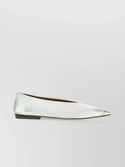 Marsèll "ago" Leather Ballet Flats With Metallic Finish