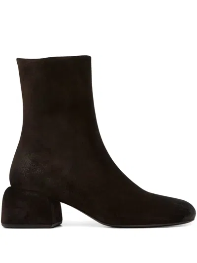 Marsèll Basata Suede Block-heel Boots In Brown