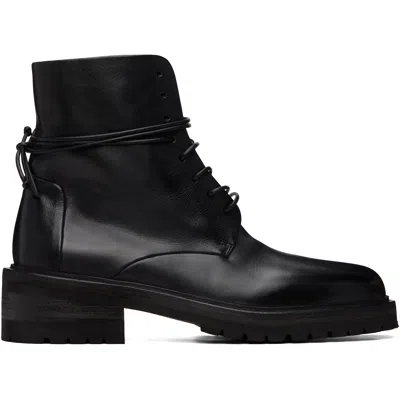 Marsèll Black Calzone Soft Pebbled Leather Boots In Blue