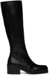 Marsèll Square Toe Leather High Boots In 666 Black