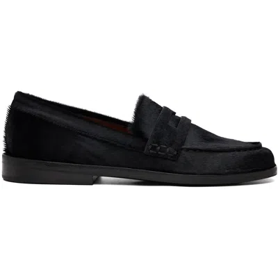 Marsèll Black Mocasso Short Hair Leather Loafers In 666 Black
