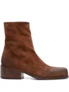 Marsèll Cassello Basalt Square-toe Flat Boots In Brown