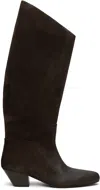 Marsèll Brown Goccio Reversed Leather Tall Boots In Black