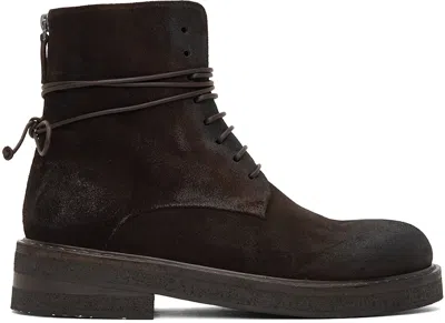 Marsèll Brown Parrucca Lace Up Ankle In Dark Brown