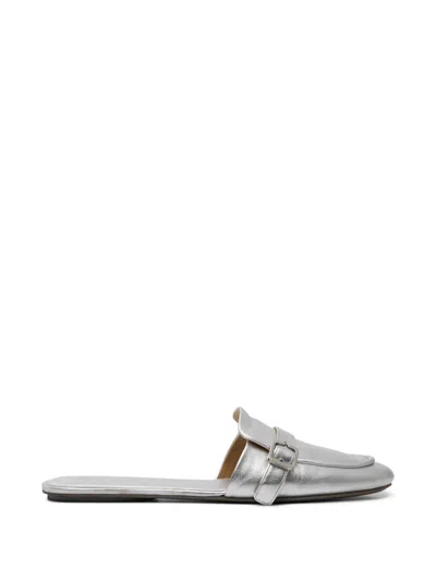 Marsèll Buckle-strap Metallic Mules In Silver
