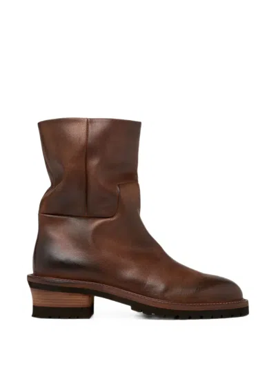 Marsèll Burnished Leather Boots In Brown