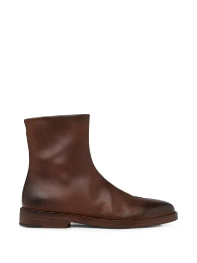 Marsèll Burnished Leather Boots In Brown