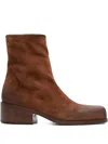 Marsèll Cassello Basalt Square-toe Flat Boots In Brown
