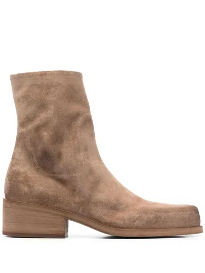 Marsèll Square-toe Ankle Boots In Marrone