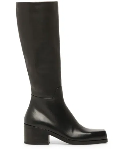 MARSÈLL CASSELLO SQUARE-TOE LEATHER KNEE-HIGH BOOTS