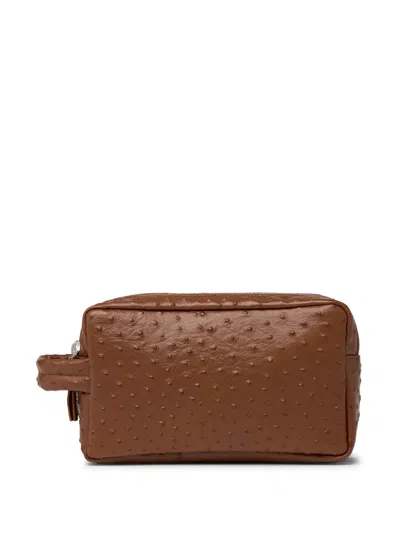 Marsèll Comparto Ostrich-effect Wash Bag In Brown
