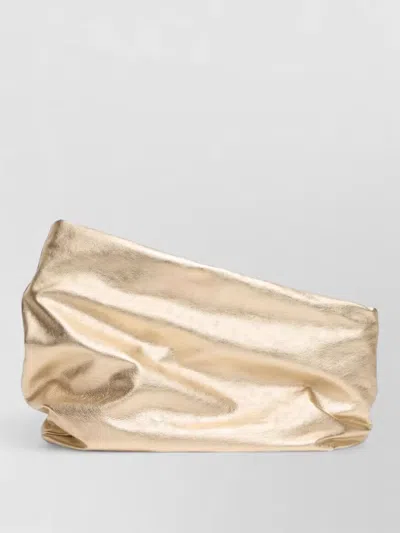 Marsèll Fanta Asymmetric Metallic Halfmoon Shoulder Clutch In Gold