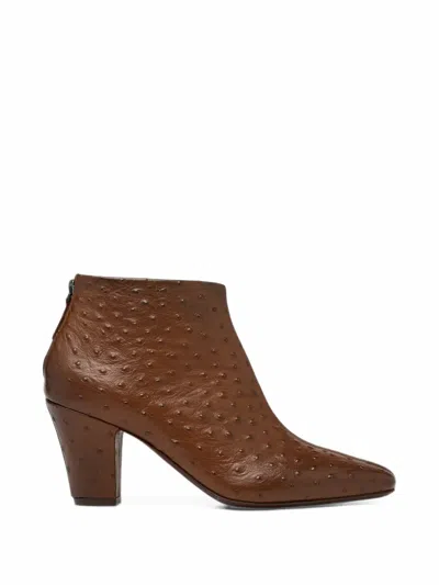 Marsèll Figura Ostrich-effect Leather Ankle Boots In Brown