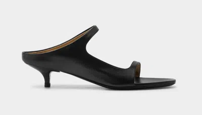 Marsèll Fiuto Leather Mules Kitten Heel Open Toe In Black