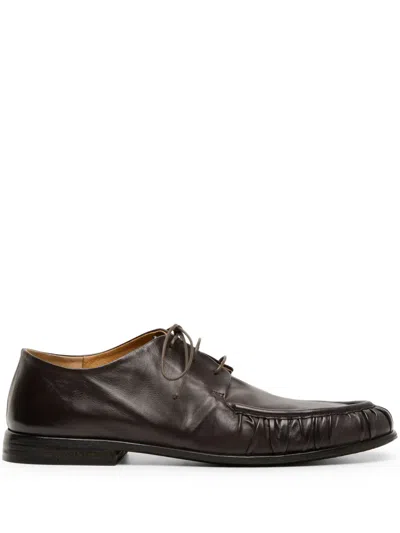 Marsèll Mocassino Gathered Grained-leather Derby Shoes In Brown