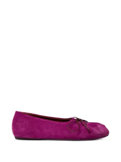Marsèll Girella Lace-up Suede Ballet Flats In Purple
