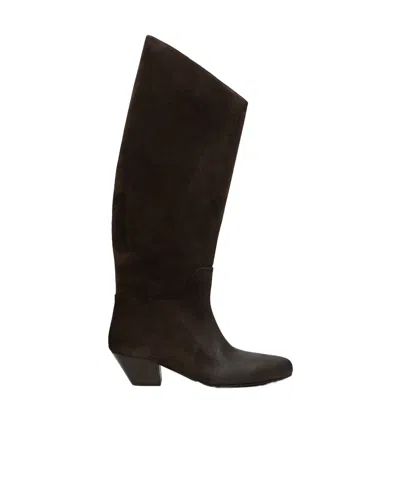 Marsèll Goccio Reversed Leather Tall Boots In Brown