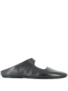 Marsèll Graphic-opening Leather Flat Mules In Black