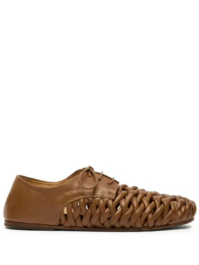 Marsèll Interwoven Leather Derby Shoes In Brown
