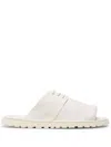 Marsèll Lace-up Panelled Leather Flip Flops In White