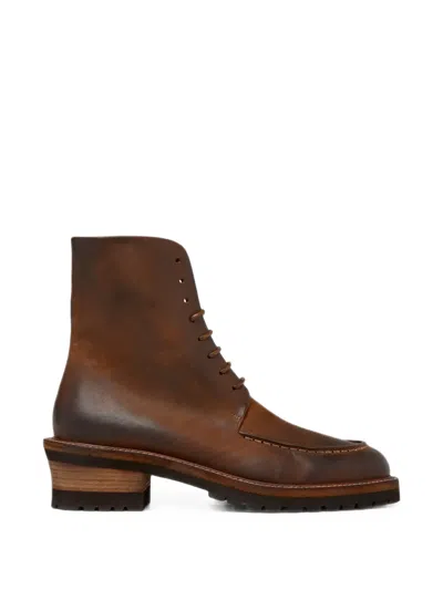 Marsèll Lace-up Apron-toe Boots In Brown