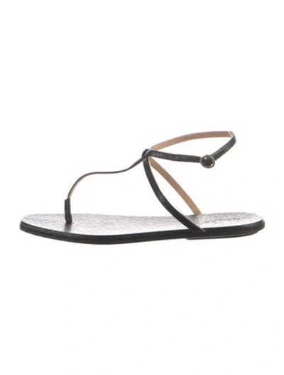Pre-owned Marsèll Leather Animal Print Sandals In Black