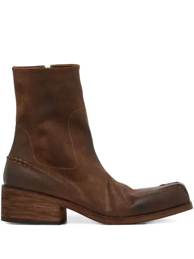 Marsèll Leather Ankle Boots In Brown