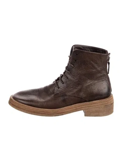 Pre-owned Marsèll Leather Colorblock Pattern Combat Boots In Brown