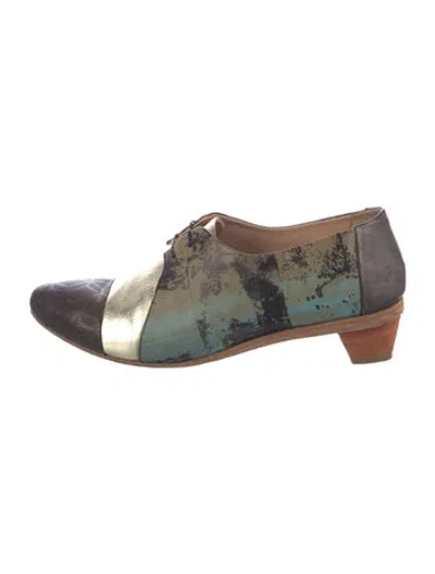 Pre-owned Marsèll Leather Colorblock Pattern Mules In Green