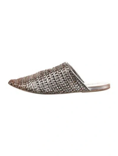 Pre-owned Marsèll Leather Patterned Mules In Metallic/silver