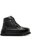Marsèll Leather Platform Combat Boots In Black
