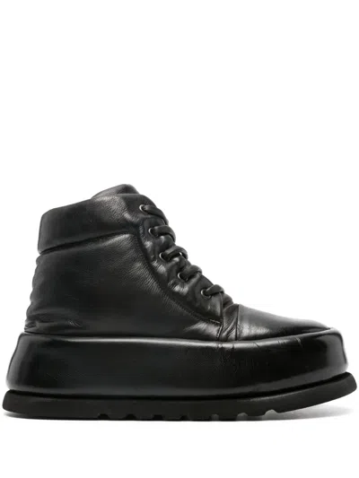 Marsèll Leather Platform Combat Boots In Black