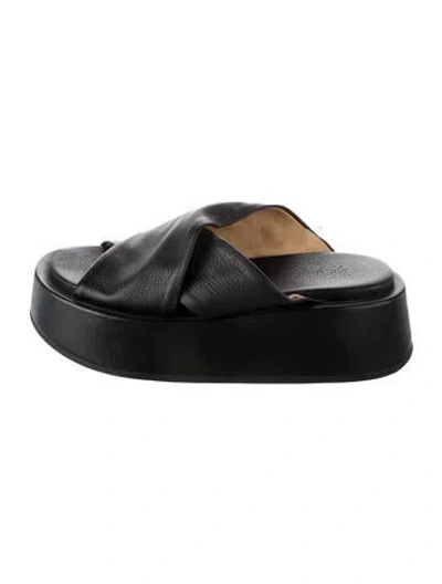 Pre-owned Marsèll Leather Slides In Black