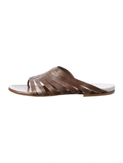 Pre-owned Marsèll Leather Slides In Brown