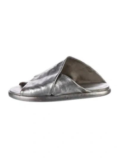 Pre-owned Marsèll Leather Slides In Gray