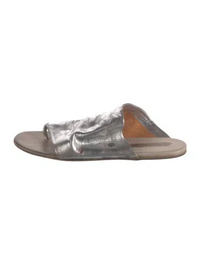 Pre-owned Marsèll Leather Slides In Silver