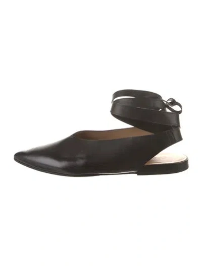Pre-owned Marsèll Leather Slingback Flats In Black