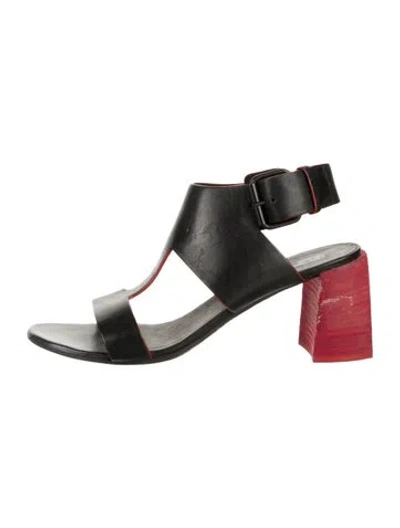 Pre-owned Marsèll Leather Slingback Sandals In Black