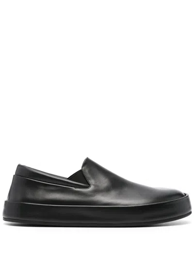 Marsèll Minimalist Black Calfskin Slip-on Slippers With Rubber Sole