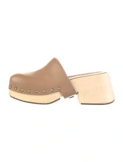 Pre-owned Marsèll Leather Studded Accents Mules In Neutral